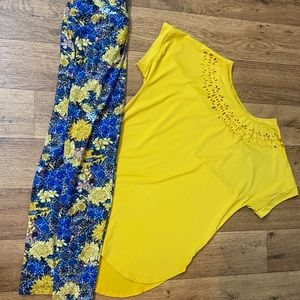 Size medium top and one size lularoe leggings